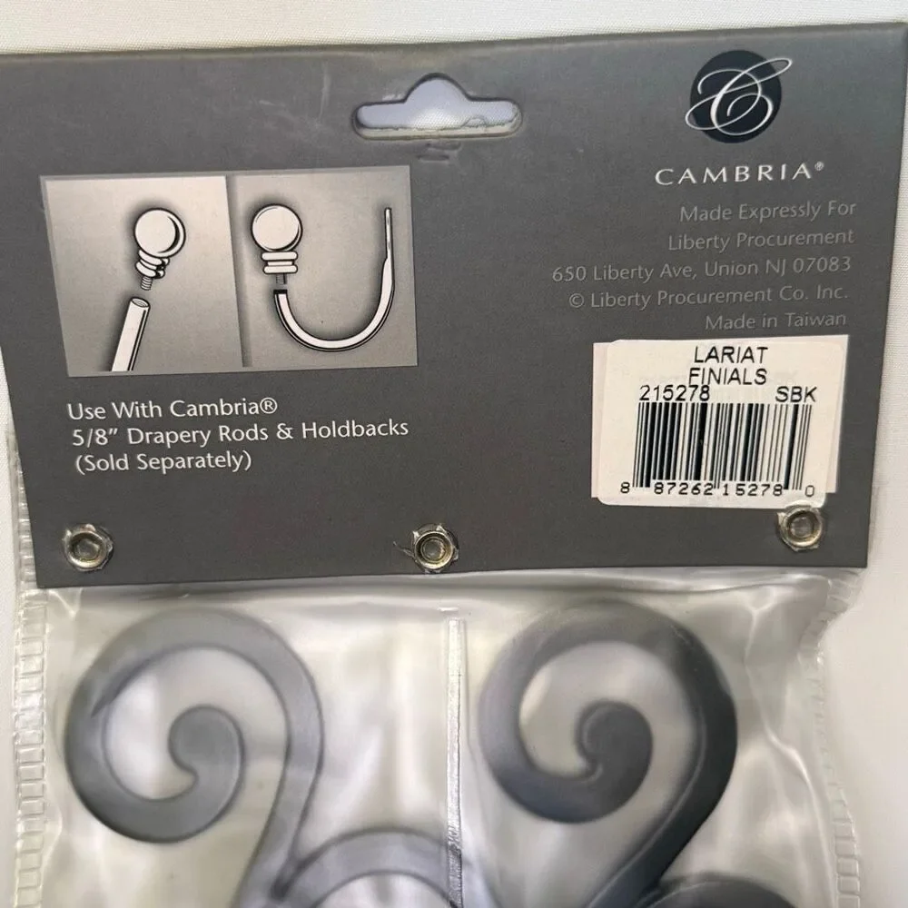 Cambria Classic Finials satin black 5” NIB